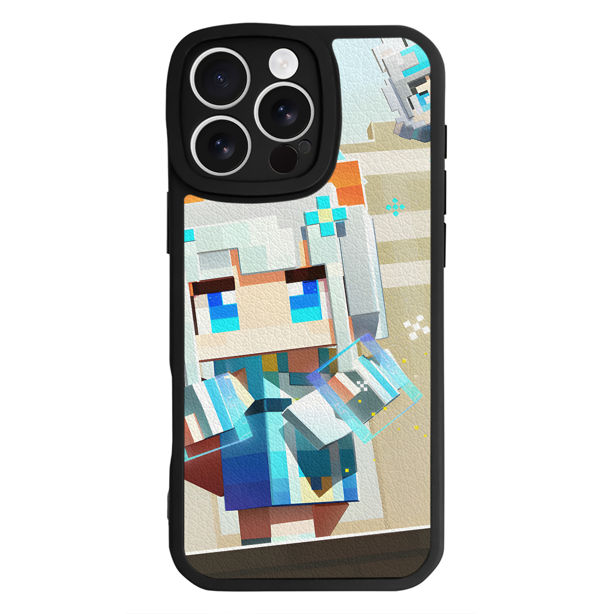 （画像用） マインクラフト ブロックの世界 Minecraft MC Block world 【iPhone 16シリーズ対応】シリコンスマホケース（レザー調） 材質：シリコン